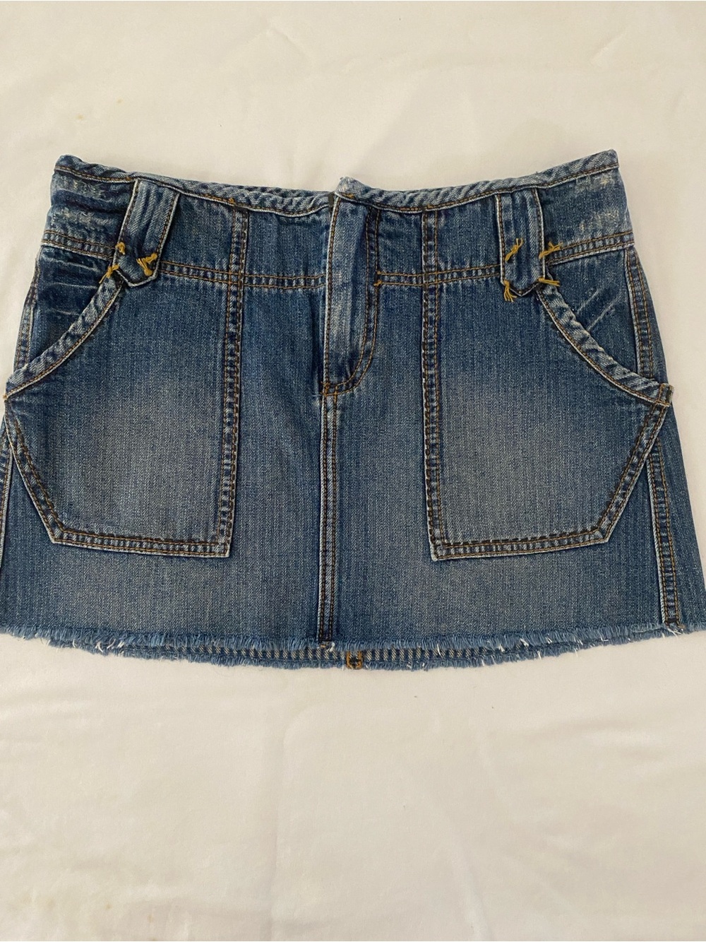 FP Denim Mini Skirt with Front Patch Pockets  Medium Wash Blue Size 25